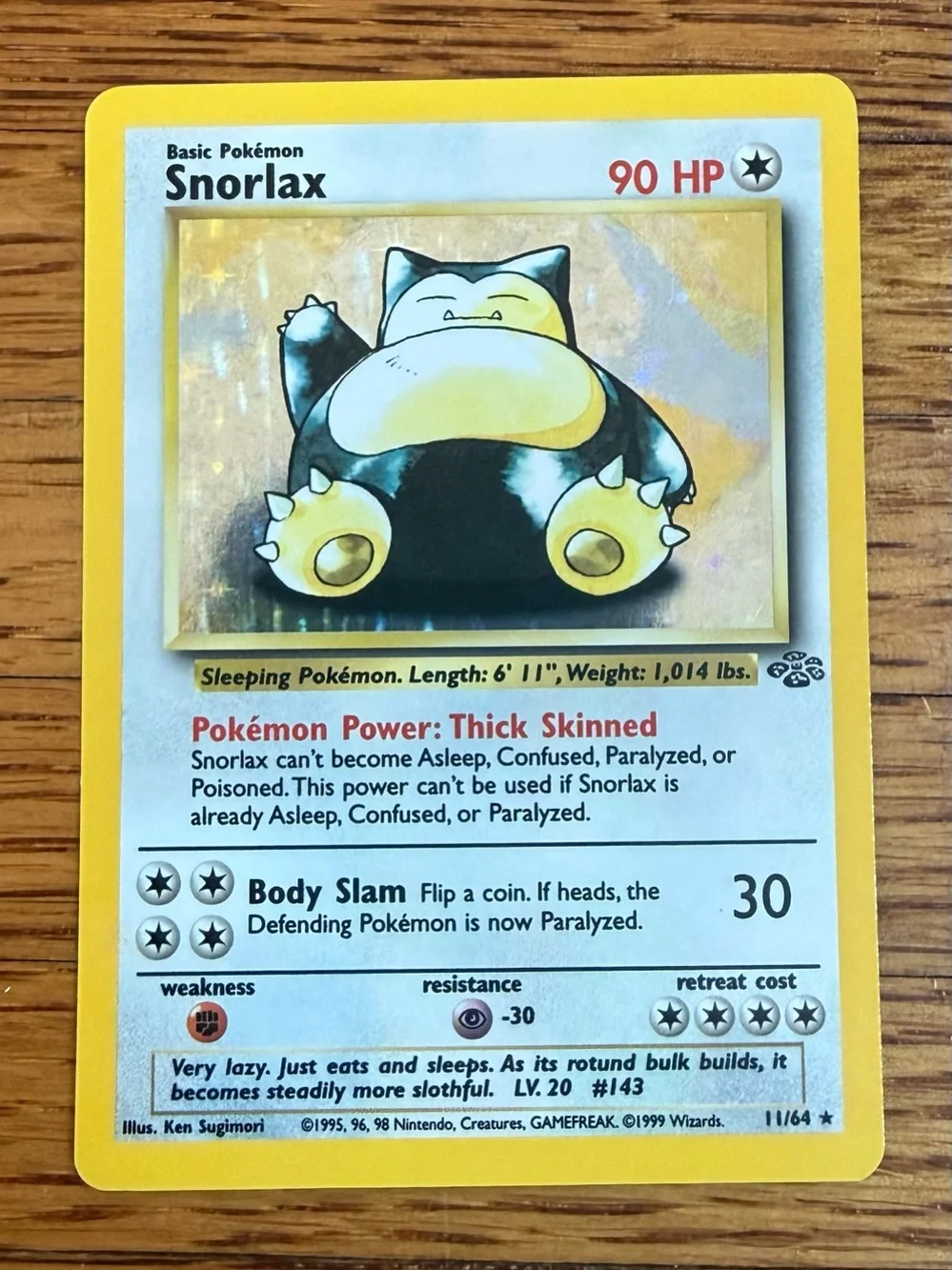 Pokemon Snorlax Holo — Rare Jungle 11/64 Unlimited Holo